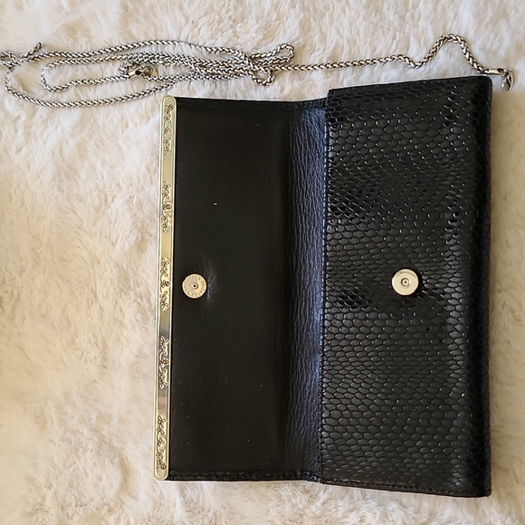 Brighton black leather clutch with removable chain - Picture 2 of 4